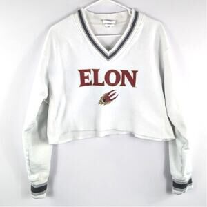 Champion Reverse Weave M Elon Phoenix NCAA College Cropped V Neck Sweatshirt